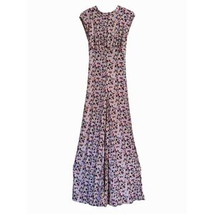 Free People Floral Wide Leg Jumpsuit Open Back Multicolor Size M Boho Festival